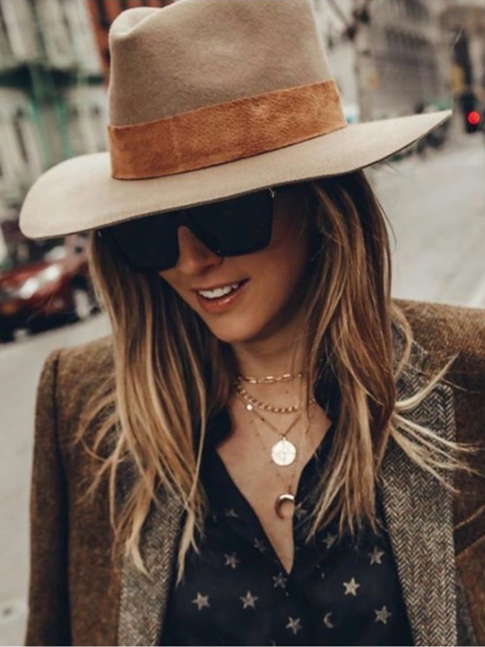 Wyeth  100% Wool Two toned Rancher/ Fedora Hat| Camel Taupe Wide OS
